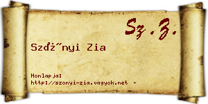 Szőnyi Zia névjegykártya